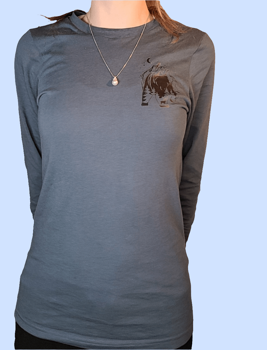 Bear&Mountains Long Sleeve Top| In Pacific Blue - Love MaMa'S Earth