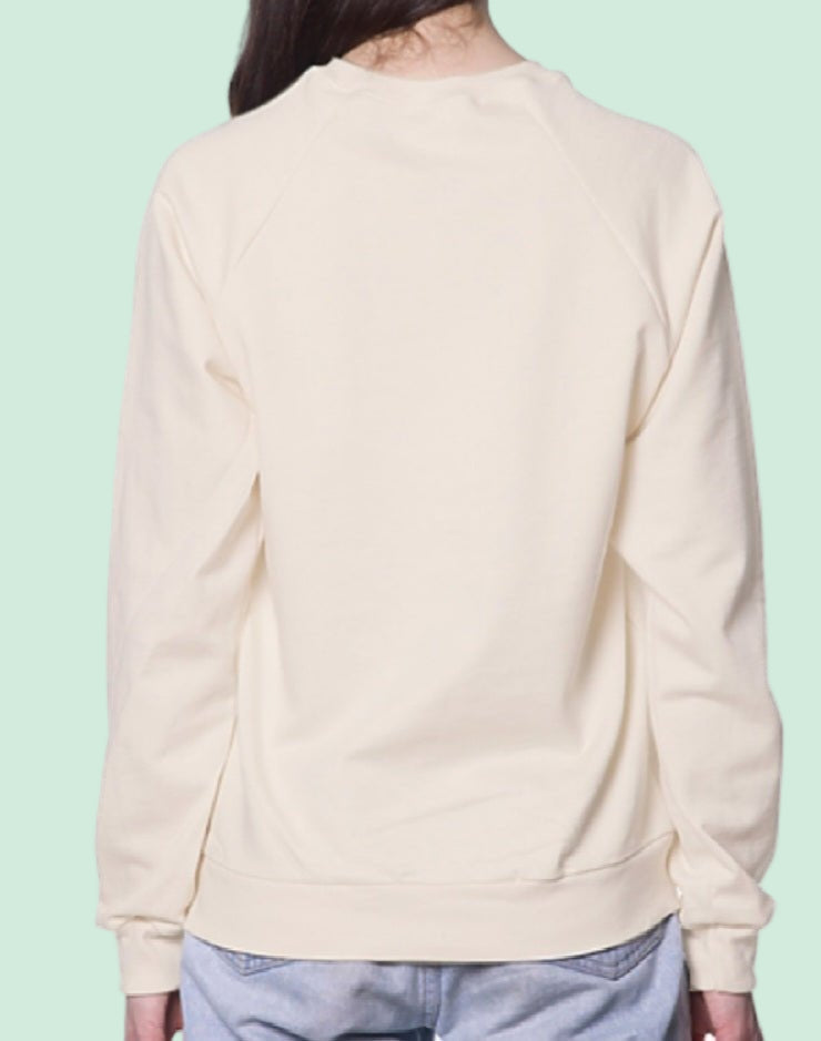 Cotton Crewneck Sweatshirt |Floral Heart|In Natural - Love MaMa'S Earth