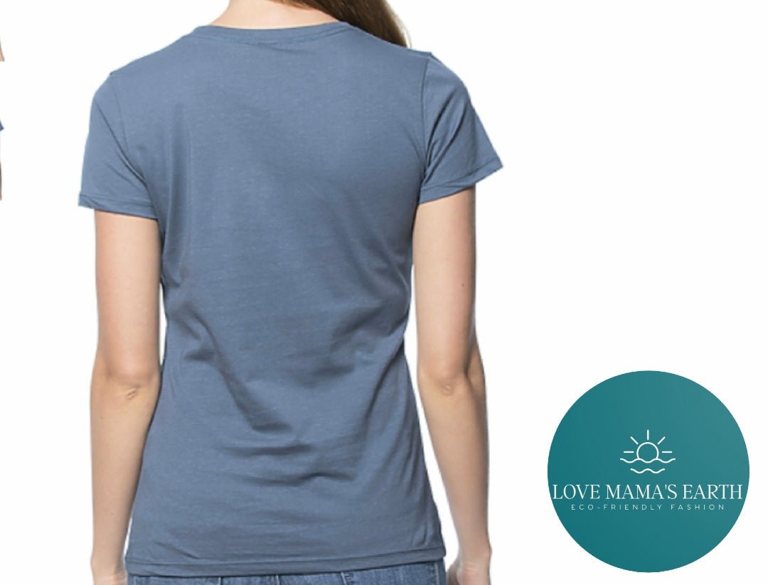 Signature Pacific Blue Organic Cotton Crew Neck Tees - Love MaMa'S Earth