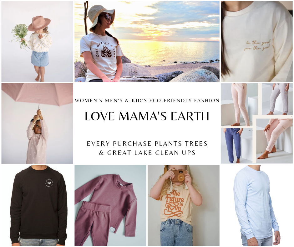 Nature friendly clothing. Family oufits display