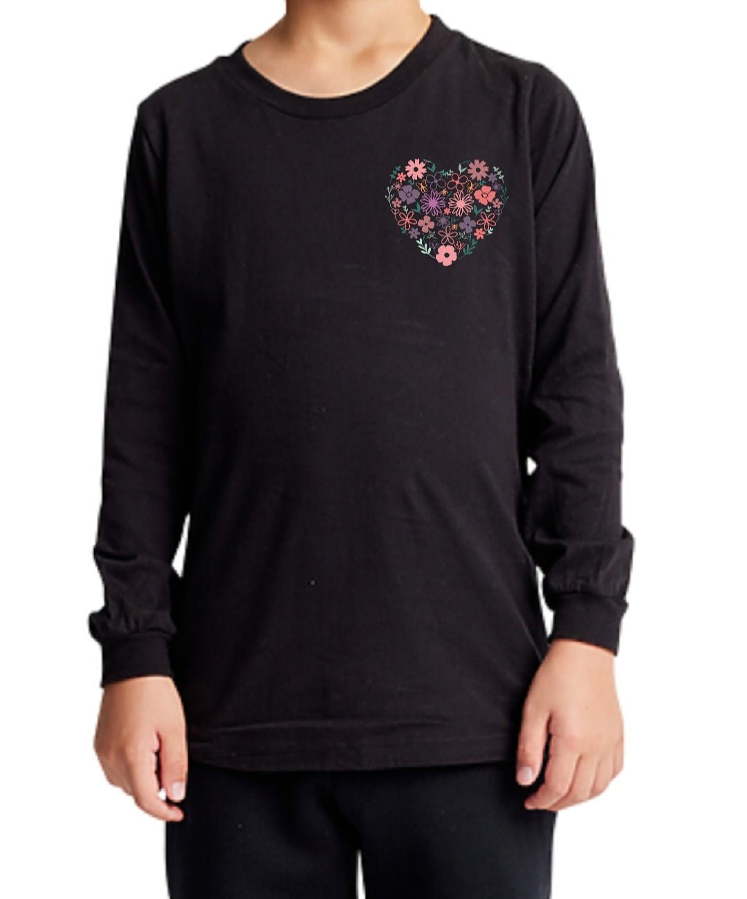 Black Long Sleeve |Flower Heart |Toddler - Love MaMa'S Earth