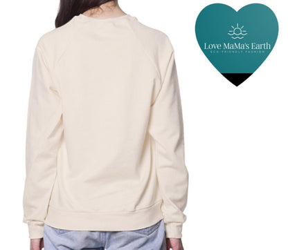 Cotton Crewneck Sweatshirt |Floral Heart|In Natural - Love MaMa'S Earth