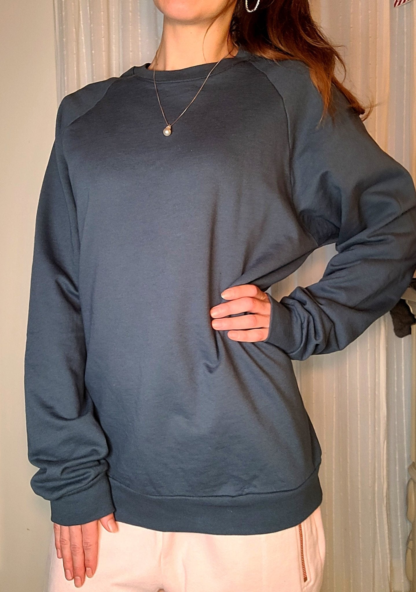 Crew Neck Sweatshirt |In Oversized Pacific Blue - Love MaMa'S Earth