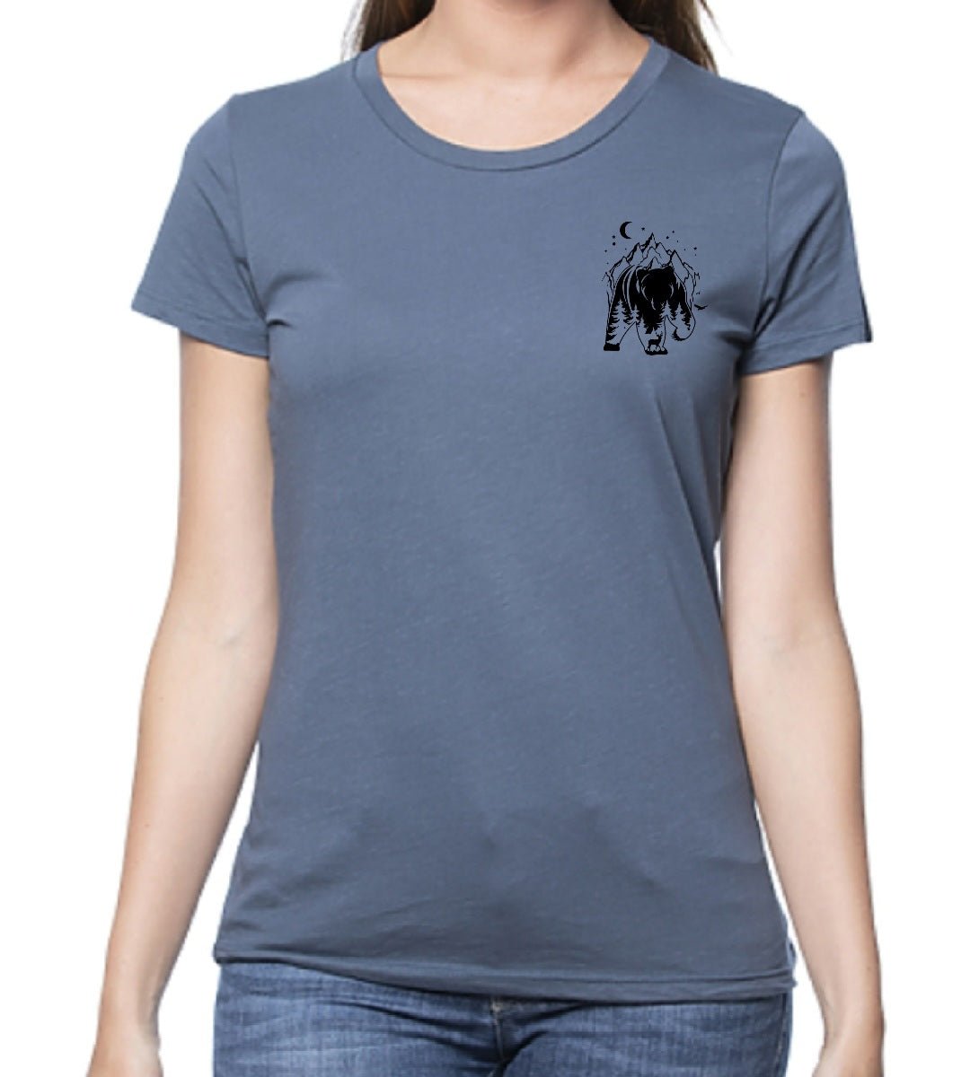 Crew Neck T Shirt |Bear& Mountain |In Pacific Blue - Love MaMa'S Earth