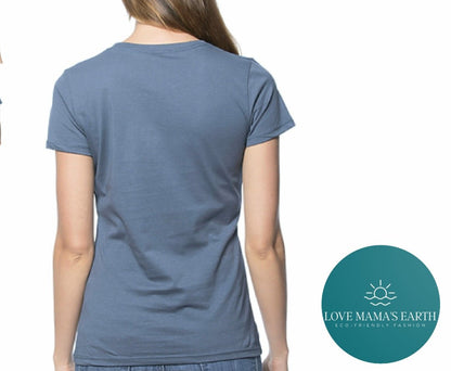 Crew Neck T Shirt |Bear& Mountain |In Pacific Blue - Love MaMa'S Earth