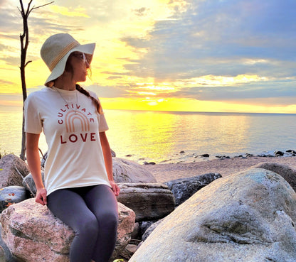 Cultivate Love |T Shirts Women Cotton |In Natural - Love MaMa'S Earth