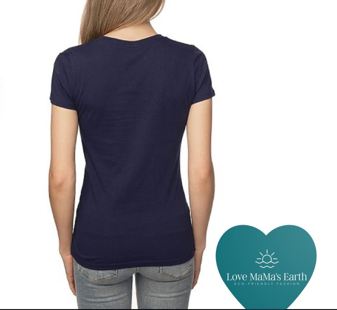 Cute T Shirts For Women | Peaceful Floral |In Dark Navy - Love MaMa'S Earth