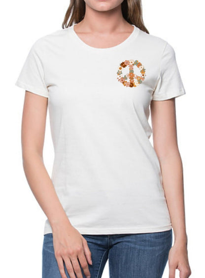 Floral Peace |Women Graphic tee In Natural - Love MaMa'S Earth