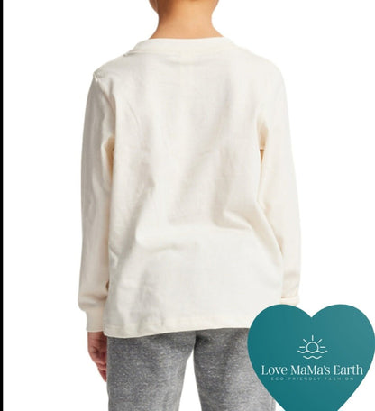 Graphic Long Sleeve Tee |Floral Peace |In Kids Natural - Love MaMa'S Earth