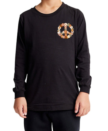 Graphic Long Sleeves |Floral Peace| Black - Love MaMa'S Earth