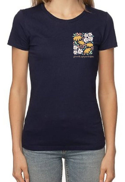 Growth Not Perfection |T Shirts For Women |In Dark Navy - Love MaMa'S Earth