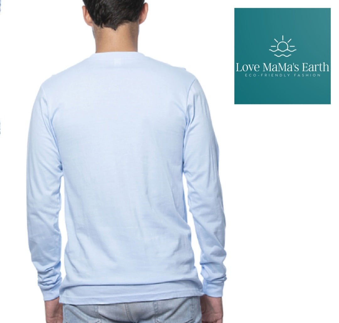 Long Sleeve Graphic Tee Men | Adventure Awaits |Light Blue - Love MaMa'S Earth