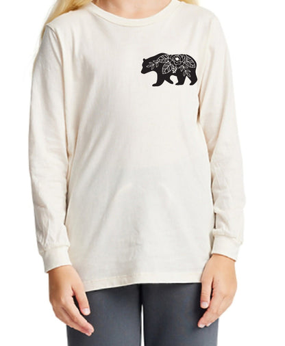 Long Sleeve TShirt |Flower Bear |In Kids Natural - Love MaMa'S Earth