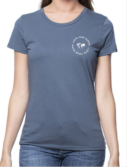 Organic Cotton T-Shirt |Love Your MaMa |In Pacific Blue - Love MaMa'S Earth