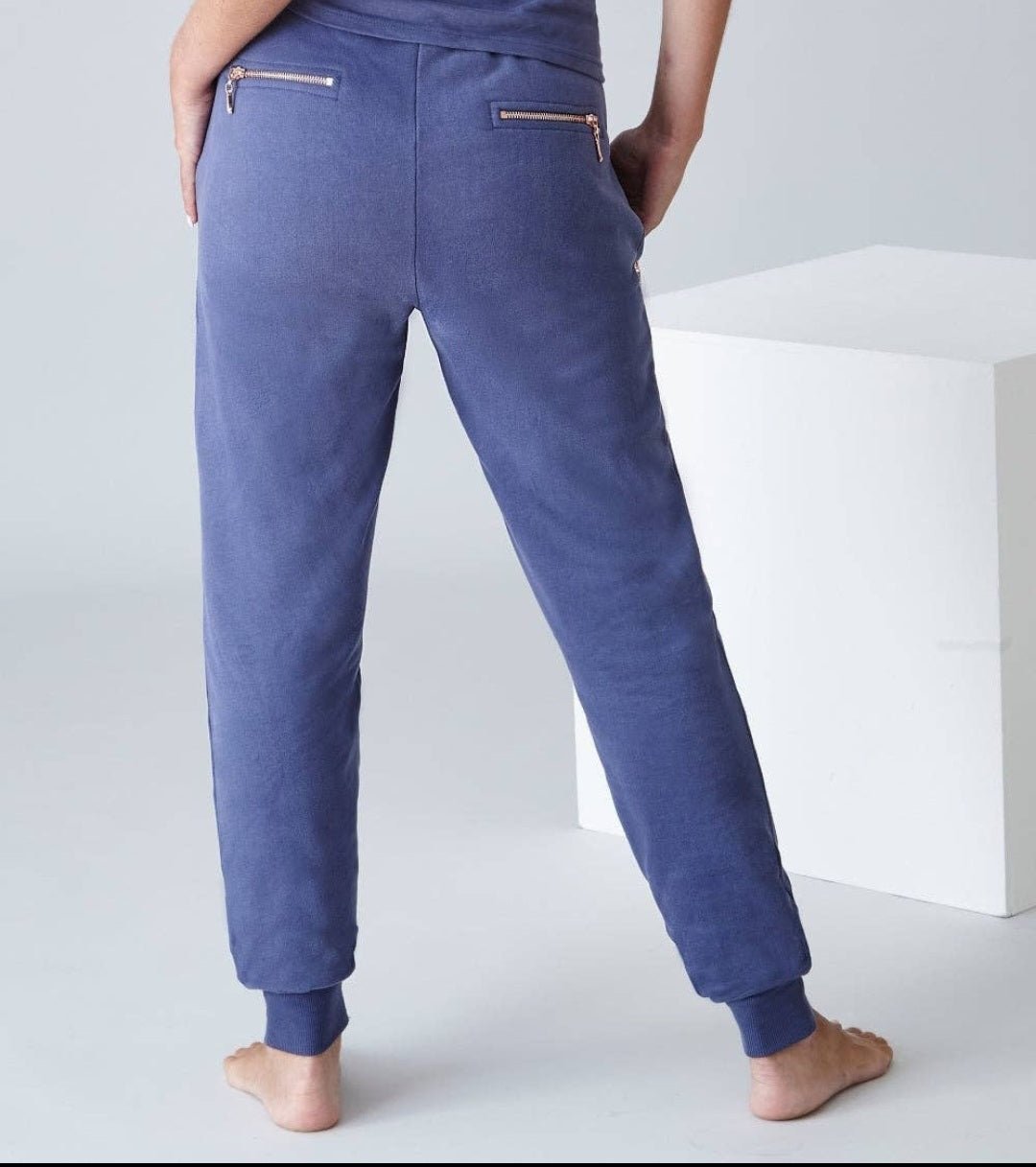 Soft Dark Blue Baggy Sweatpants |Side & Back Zip - Love MaMa'S Earth