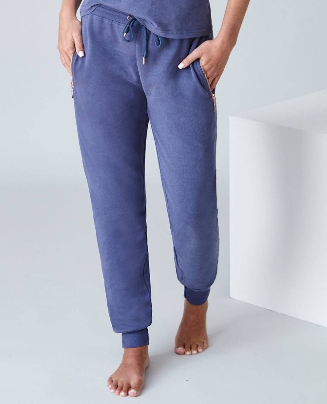 Soft Dark Blue Baggy Sweatpants |Side & Back Zip - Love MaMa'S Earth