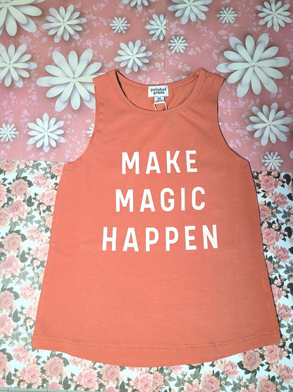 Toddler Girl Graphic Tank Tops |Make Magic Happen |In Peach - Love MaMa'S Earth