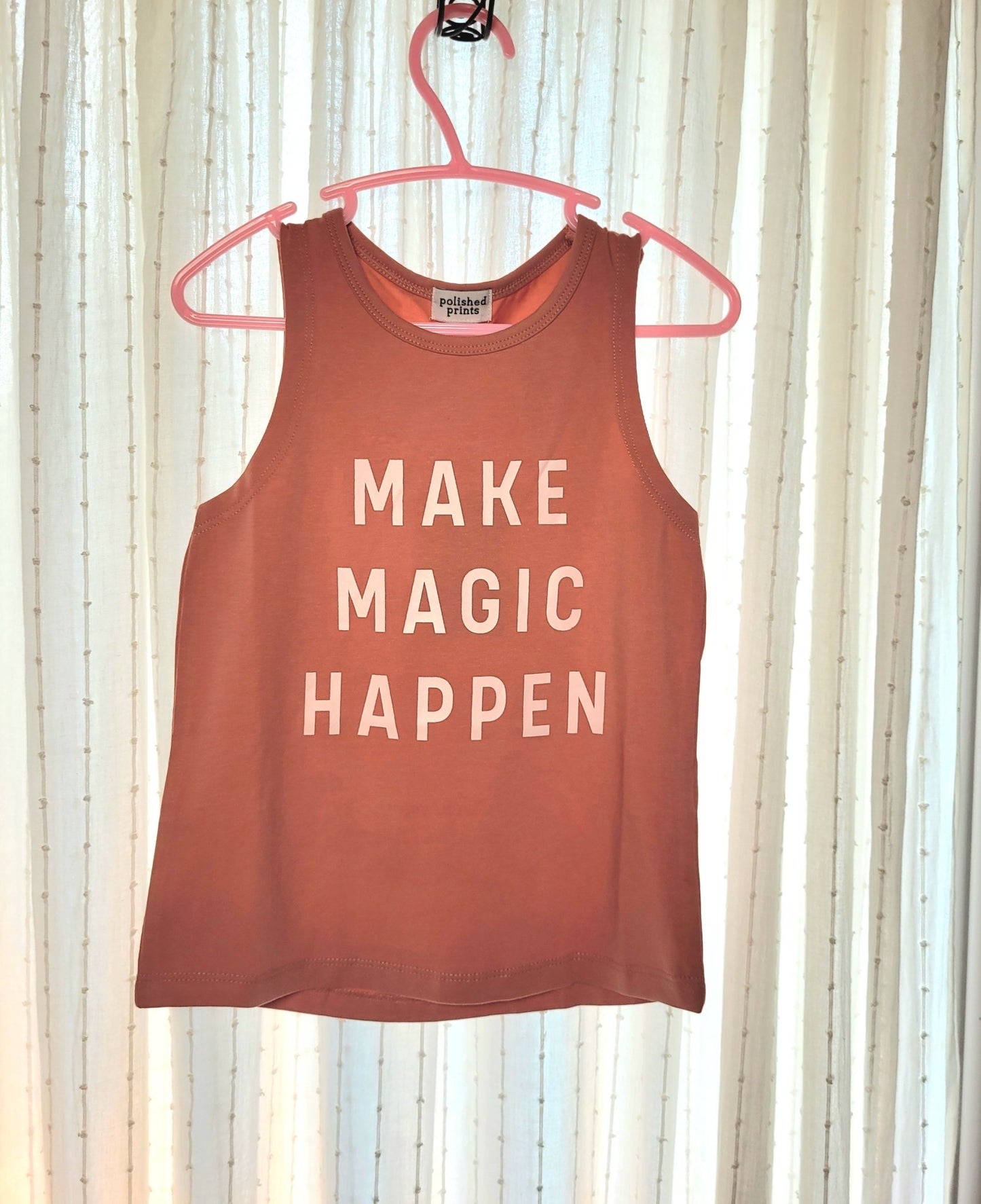 Toddler Girl Graphic Tank Tops |Make Magic Happen |In Peach - Love MaMa'S Earth