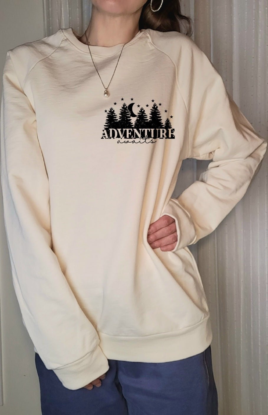 Womens Oversized Sweatshirt | Adventure Awaits |Natural - Love MaMa'S Earth